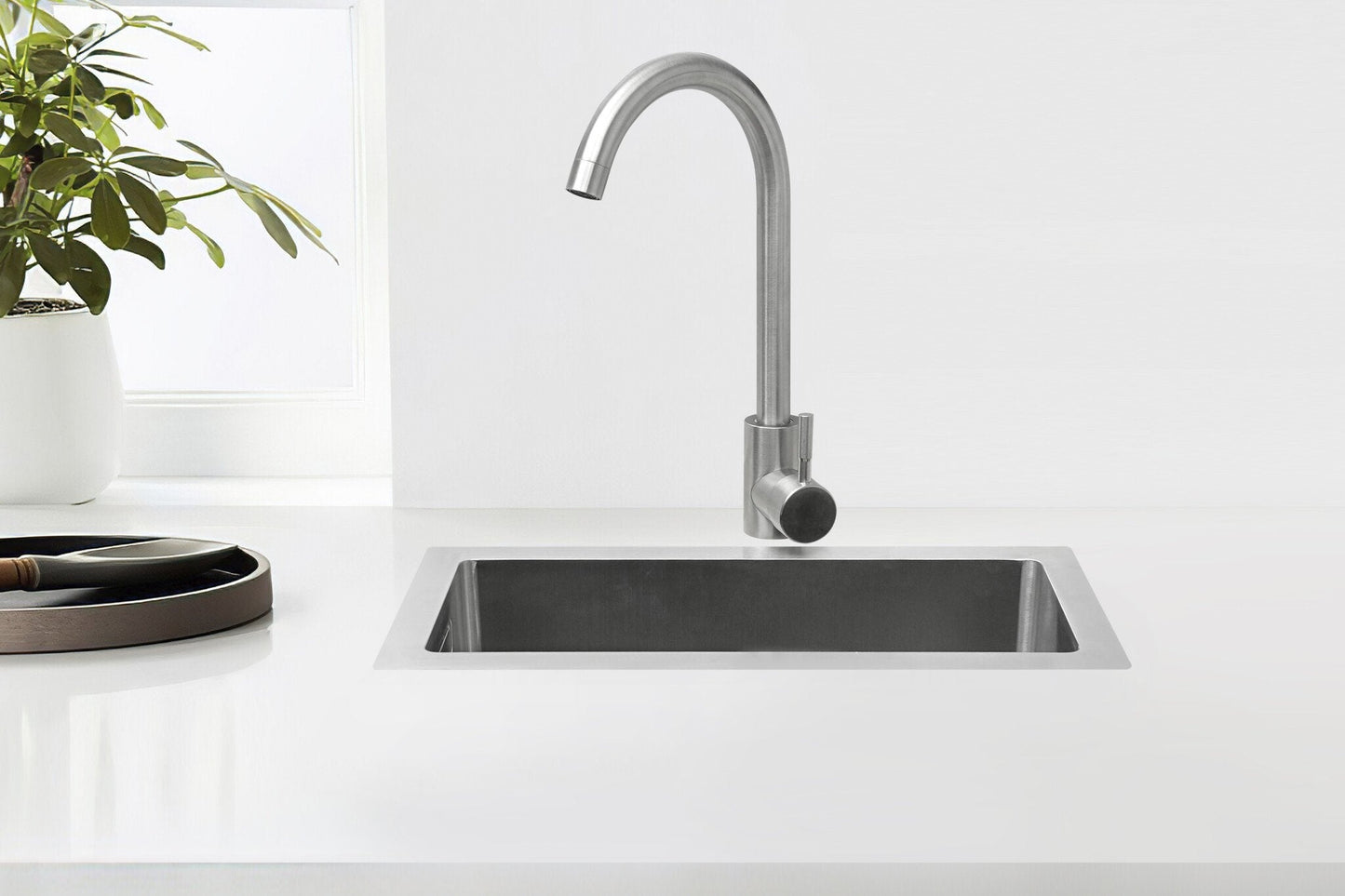 Nurion Edelstahl-Spüle 16,5 x 38,5 – Küchenspüle - Küchenspülen – Küchenwaschbecken - ohne Hahnloch (Edelstahl)