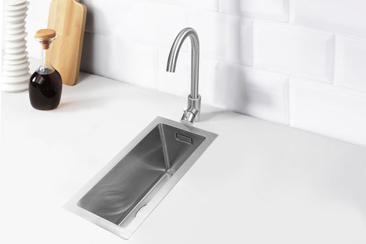 Nurion Edelstahl-Spüle 16,5 x 38,5 – Küchenspüle - Küchenspülen – Küchenwaschbecken - ohne Hahnloch (Edelstahl)