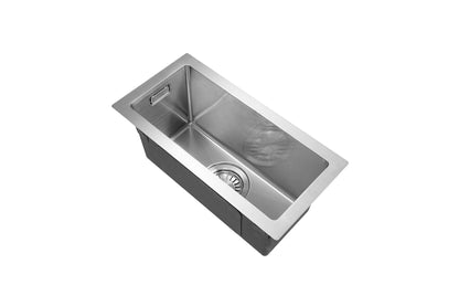 Nurion Edelstahl-Spüle 16,5 x 38,5 – Küchenspüle - Küchenspülen – Küchenwaschbecken - ohne Hahnloch (Edelstahl)