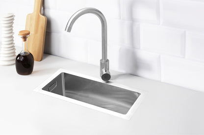 Nurion Edelstahl-Spüle 16,5 x 38,5 – Küchenspüle - Küchenspülen – Küchenwaschbecken - ohne Hahnloch (Edelstahl)