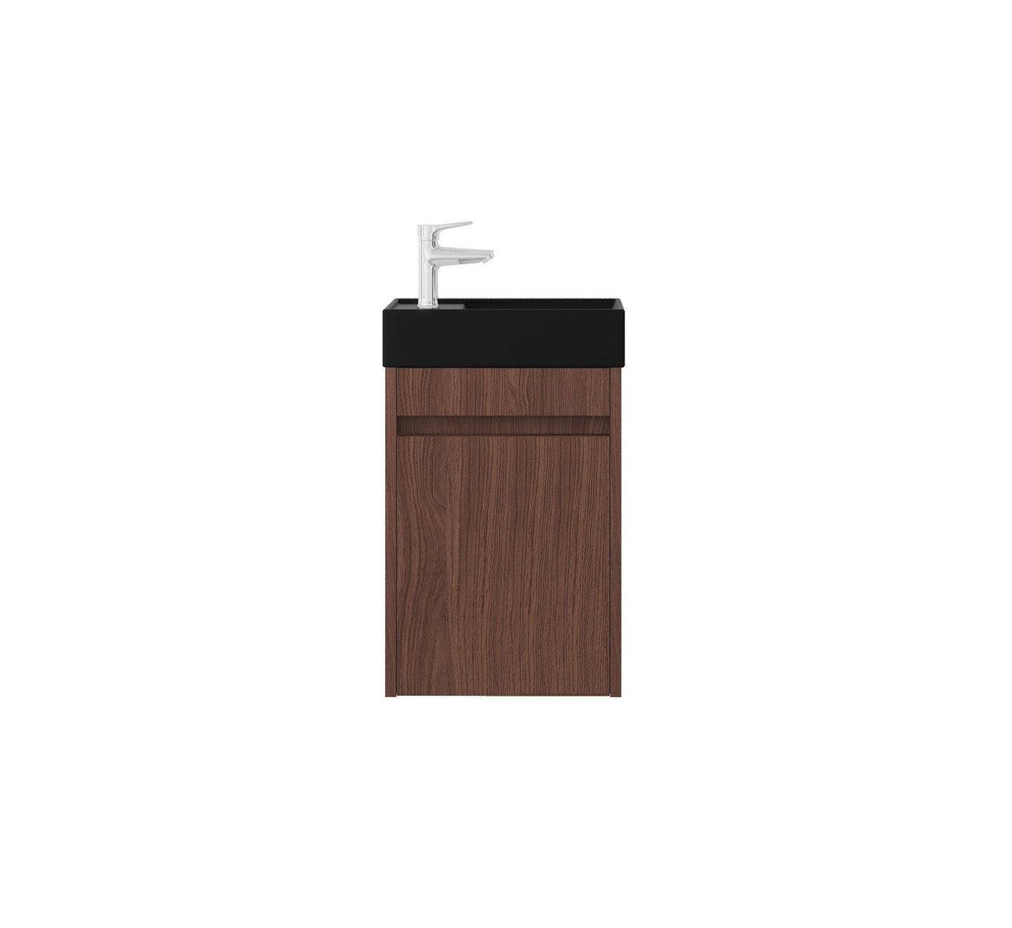 Nurion Waschtischunterschrank Emma - Waschbecken Mattschwarz und Möbel Nussbaum - 41 x 22,5 x 65 cm