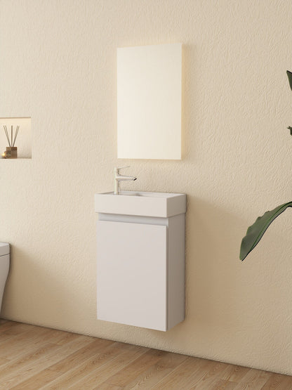 Nurion Waschtischunterschrank Lotte - Waschbecken Glänzend Weiß und Möbel aus weißem Holz - 41 x 22,5 x 65 cm