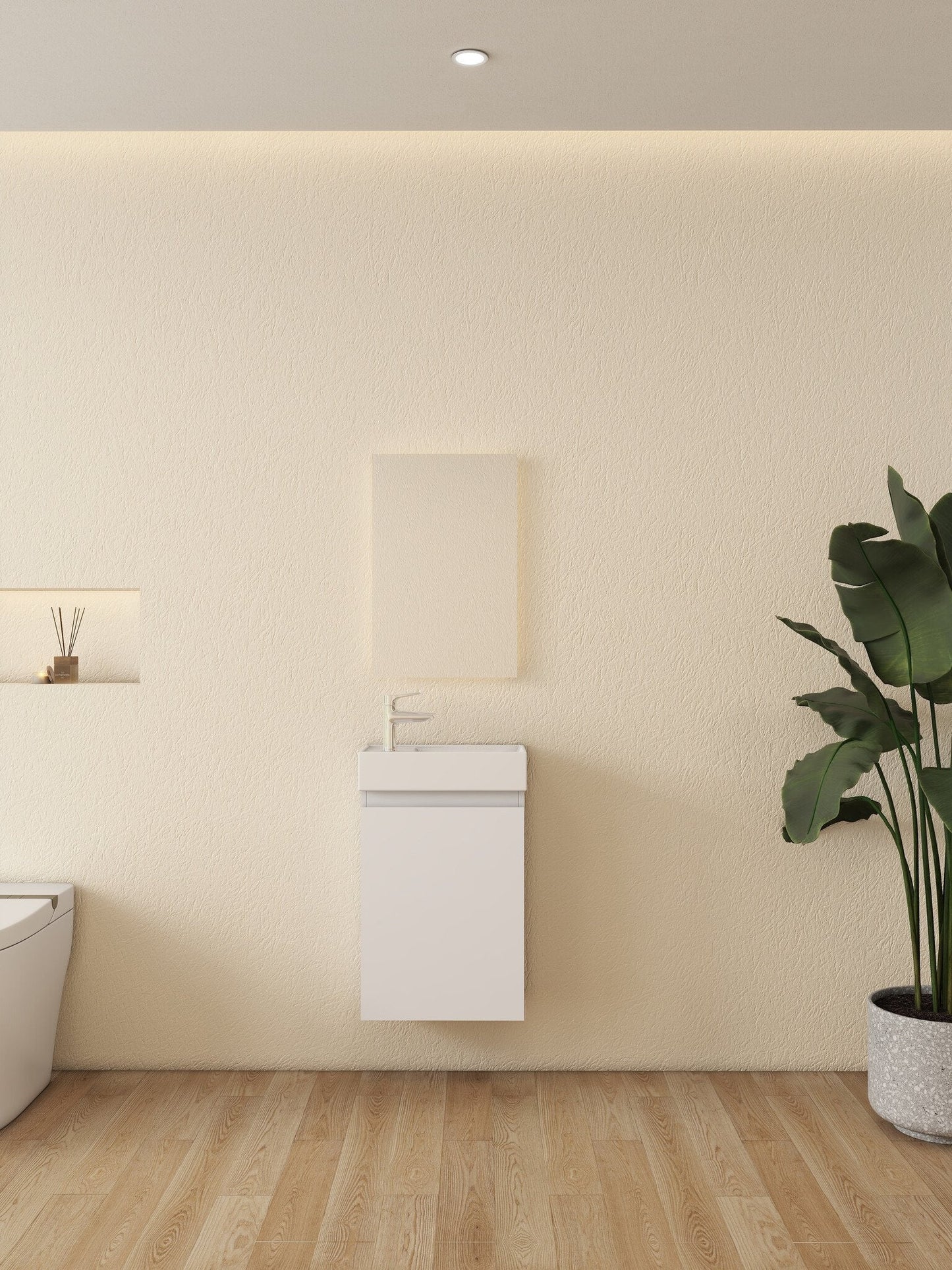 Nurion Waschtischunterschrank Lotte - Waschbecken Glänzend Weiß und Möbel aus weißem Holz - 41 x 22,5 x 65 cm