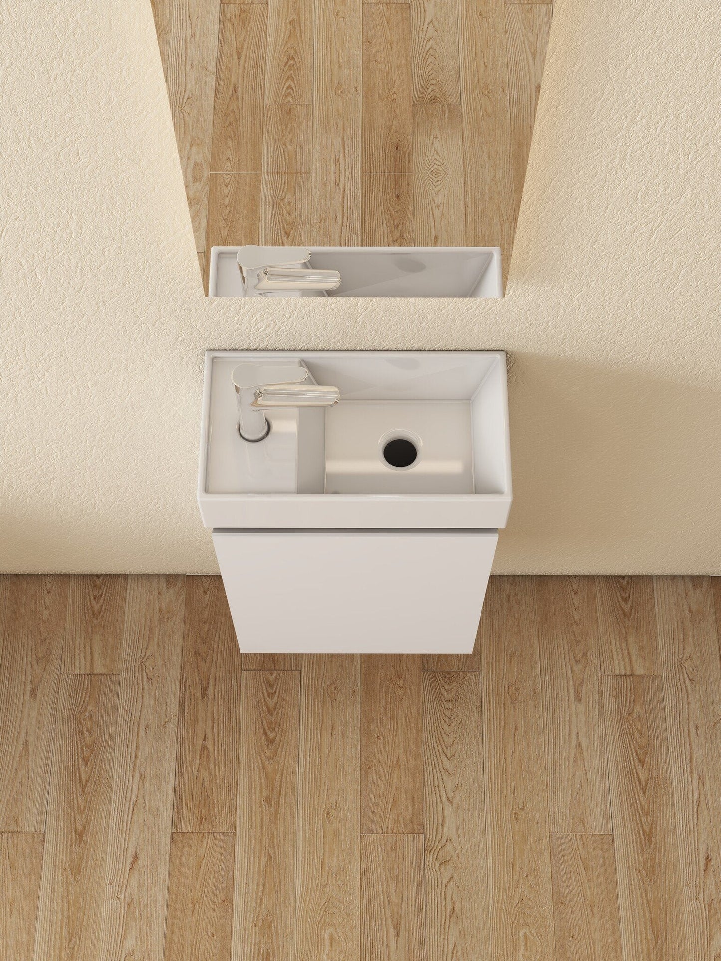 Nurion Waschtischunterschrank Lotte - Waschbecken Glänzend Weiß und Möbel aus weißem Holz - 41 x 22,5 x 65 cm