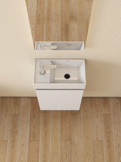 Nurion Waschtischunterschrank Lotte - Waschbecken Glänzend Weiß und Möbel aus weißem Holz - 41 x 22,5 x 65 cm