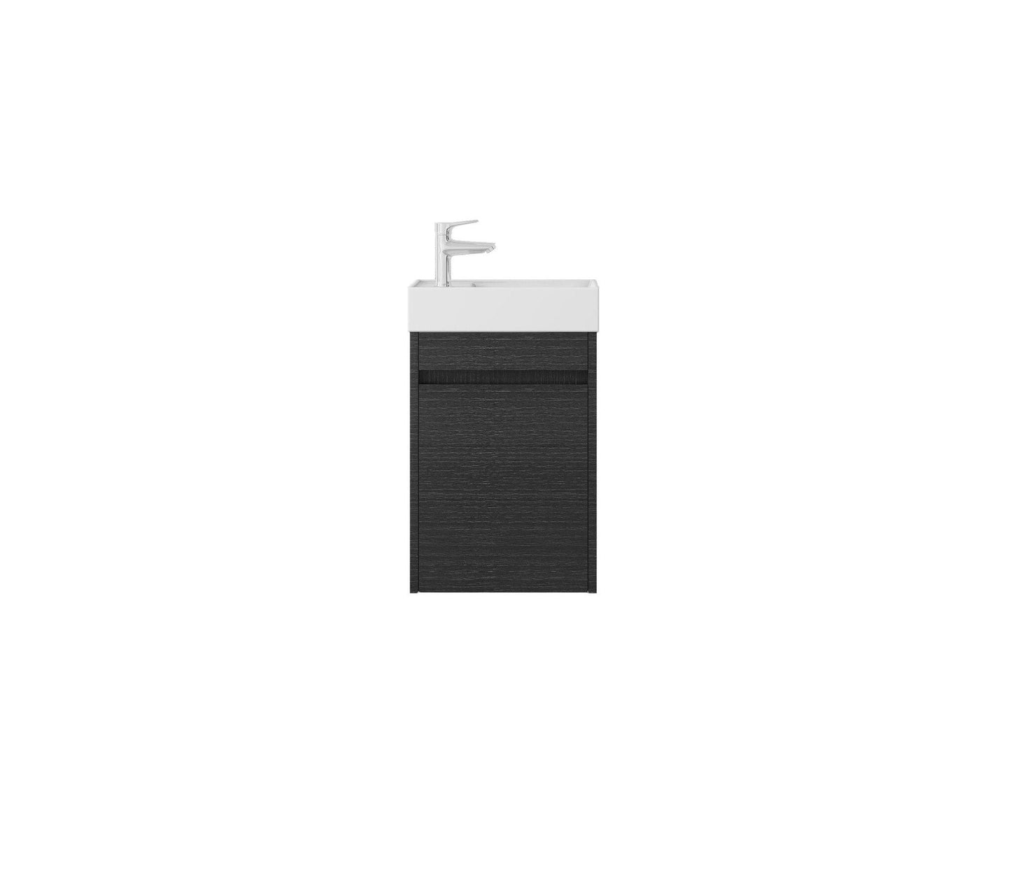 Waschtischunterschrank Nurion Luca - Waschbecken Glänzend Weiß und Möbel aus schwarzem Holz - 41 x 22,5 x 65 cm