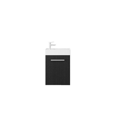 Nurion Waschtischunterschrank Max - Waschbecken Glänzend Weiß und Schrank aus schwarzem Holz - 45 x 25 x 72 cm