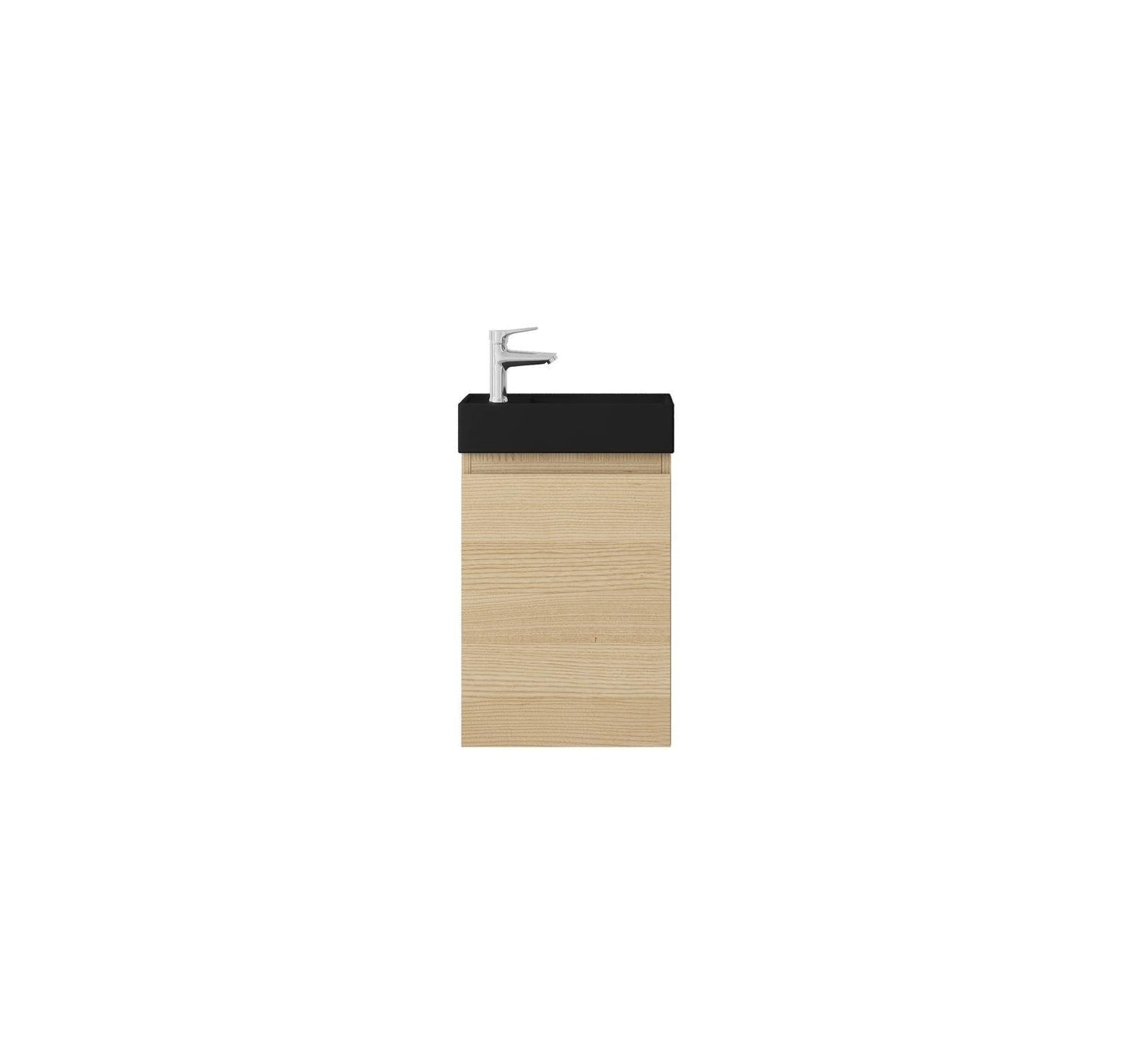 Nurion Waschtischunterschrank Nora - Waschbecken Mattschwarz und Schrank aus hellem Holz - 41 x 22,5 x 65 cm