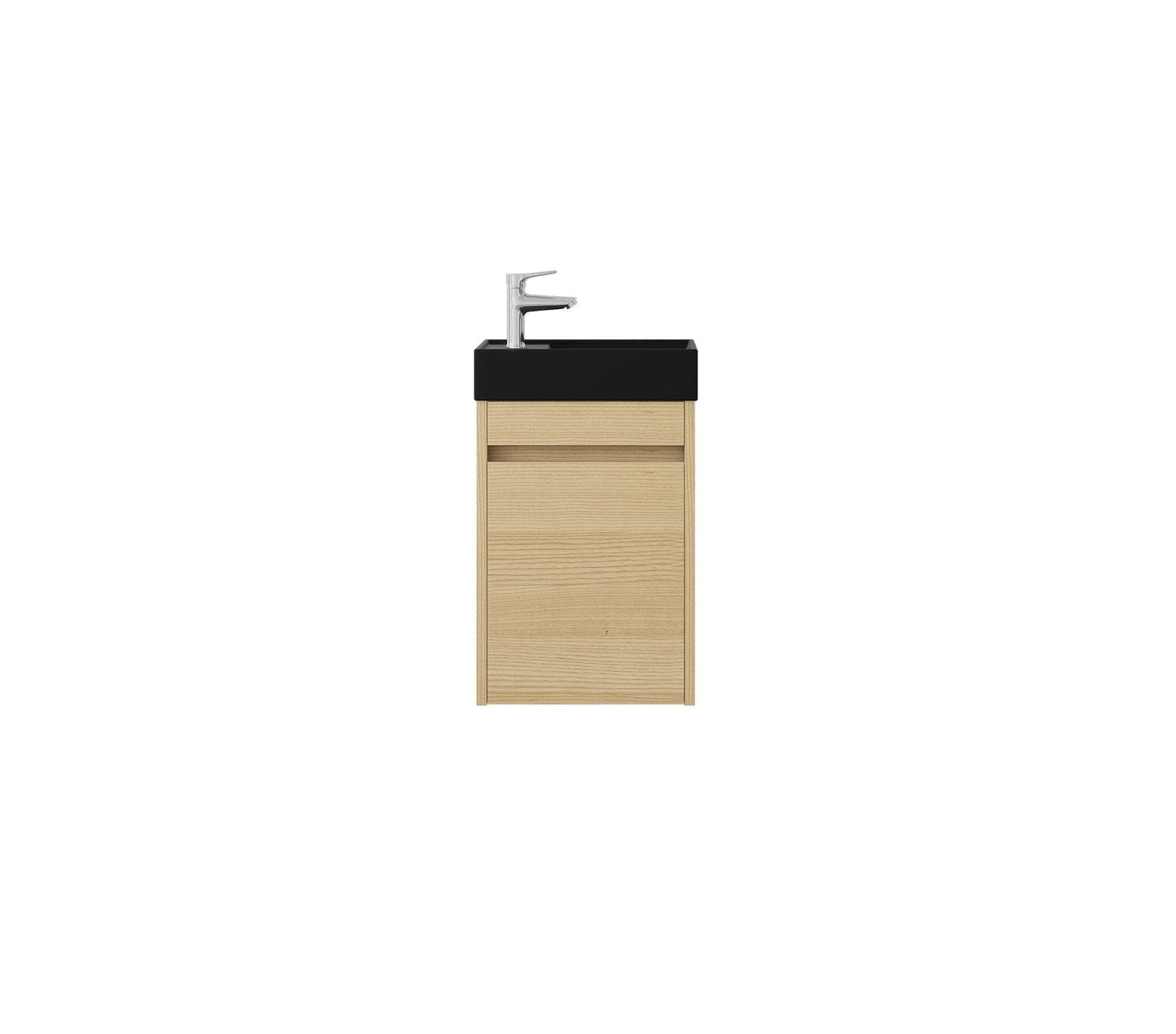 Nurion Waschtischunterschrank Sam - Waschbecken Mattschwarz und Schrank aus hellem Holz - 41 x 22,5 x 65 cm