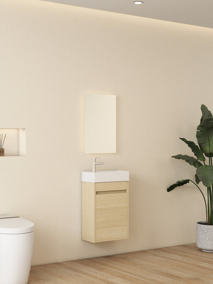 Nurion Waschtischunterschrank Sophie - Waschbecken Glänzend Weiß und Schrank aus weißem Holz - 41 x 22,5 x 65