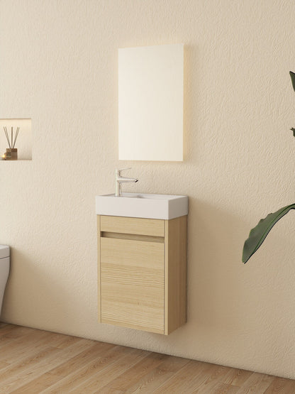 Nurion Waschtischunterschrank Sophie - Waschbecken Glänzend Weiß und Schrank aus weißem Holz - 41 x 22,5 x 65