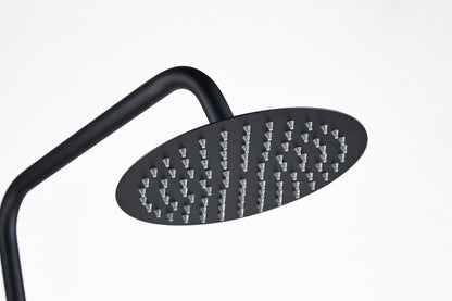 Aufputz-Regendusche 30 cm Kopfbrause thermostatisch Mattschwarz