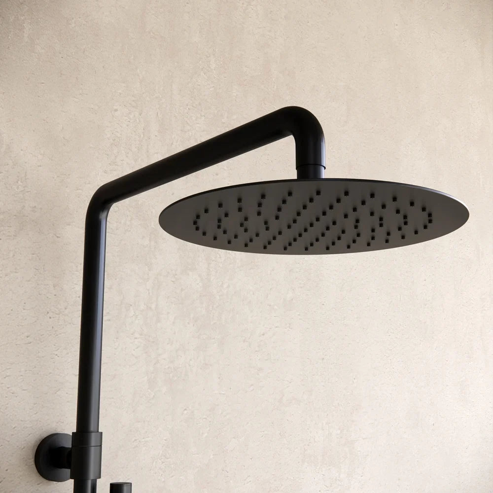 Aufputz-Regendusche 30 cm Kopfbrause thermostatisch Mattschwarz