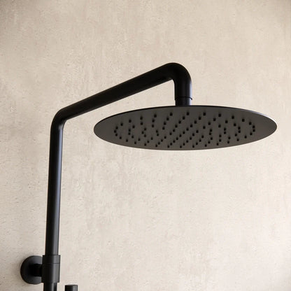 Aufputz-Regendusche 30 cm Kopfbrause thermostatisch Mattschwarz