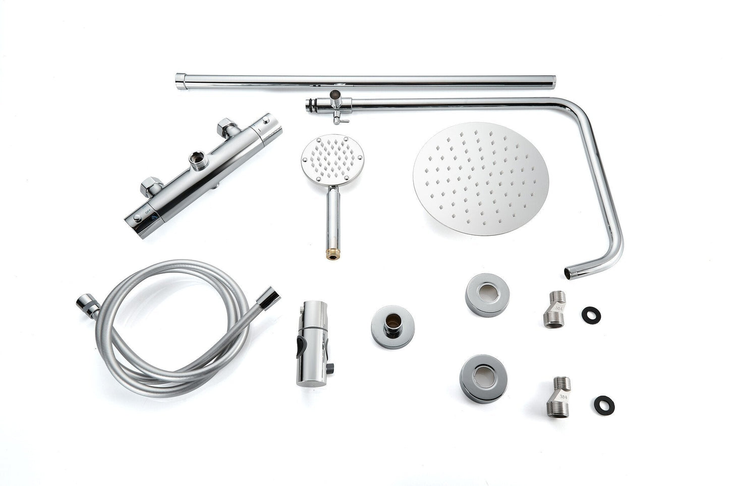 Aufputz-Regendusche 30 cm Kopfbrause thermostatisch Chrom