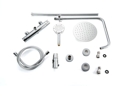Aufputz-Regendusche 30 cm Kopfbrause thermostatisch Chrom