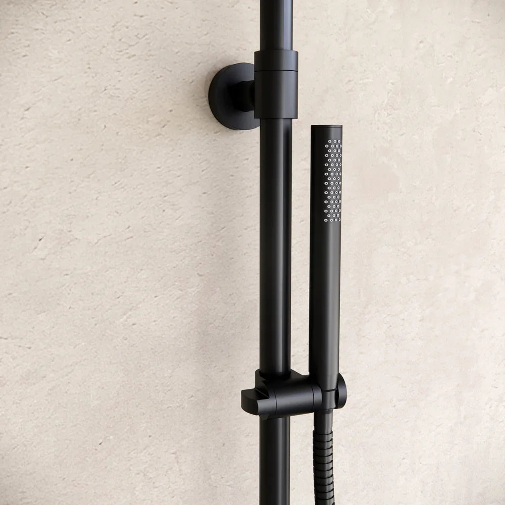 Aufputz-Regendusche 30 cm Kopfbrause thermostatisch Mattschwarz