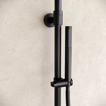 Aufputz-Regendusche 30 cm Kopfbrause thermostatisch Mattschwarz