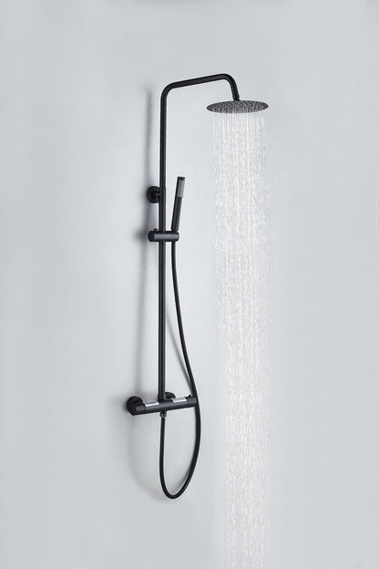 Aufputz-Regendusche 30 cm Kopfbrause thermostatisch Mattschwarz