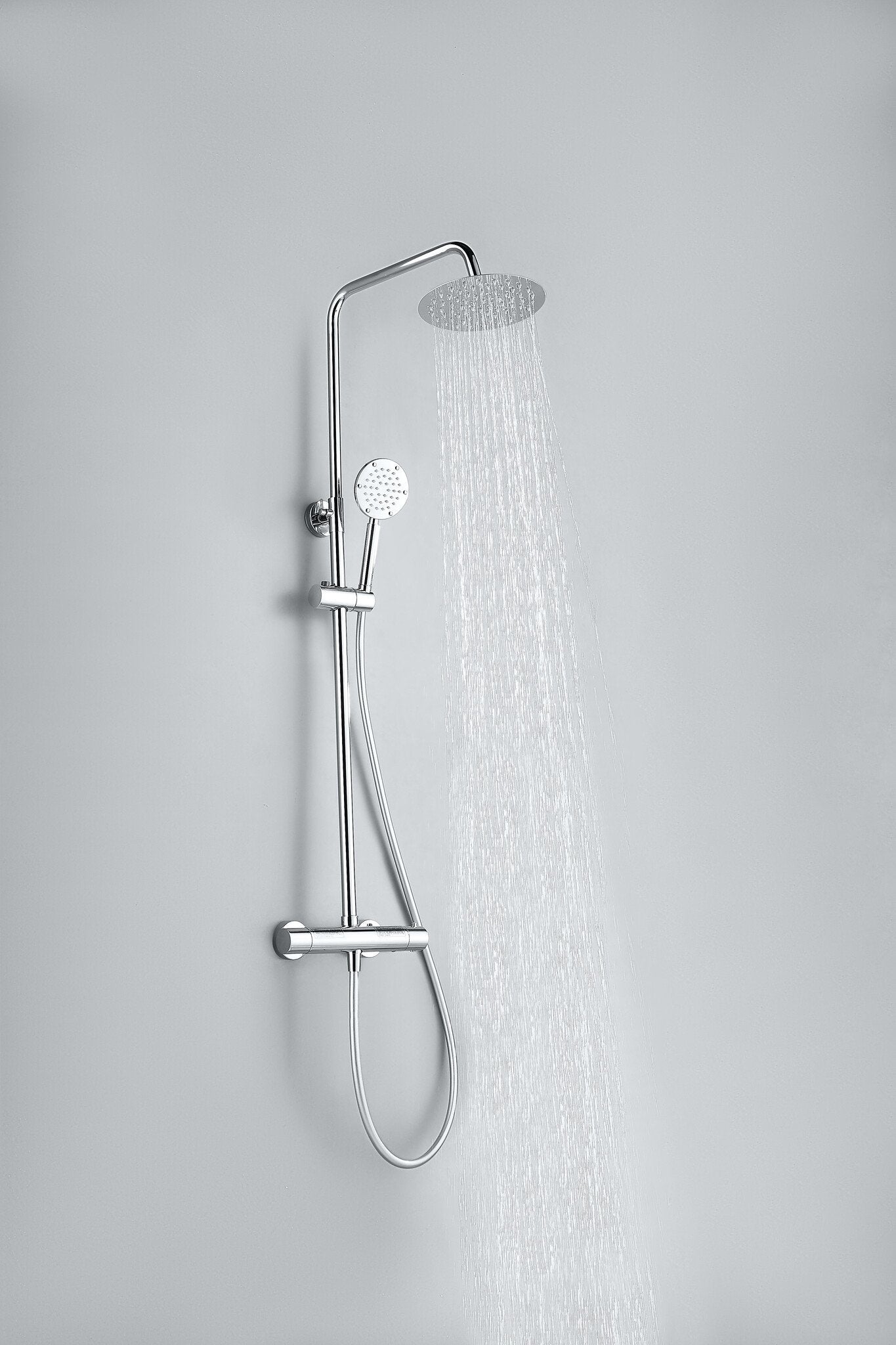 Aufputz-Regendusche 30 cm Kopfbrause thermostatisch Chrom