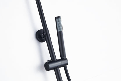 Aufputz-Regendusche 30 cm Kopfbrause thermostatisch Mattschwarz