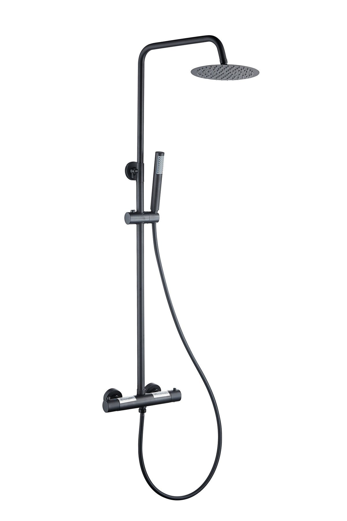 Aufputz-Regendusche 30 cm Kopfbrause thermostatisch Mattschwarz