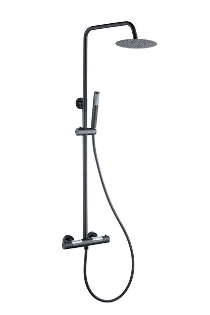 Aufputz-Regendusche 30 cm Kopfbrause thermostatisch Mattschwarz