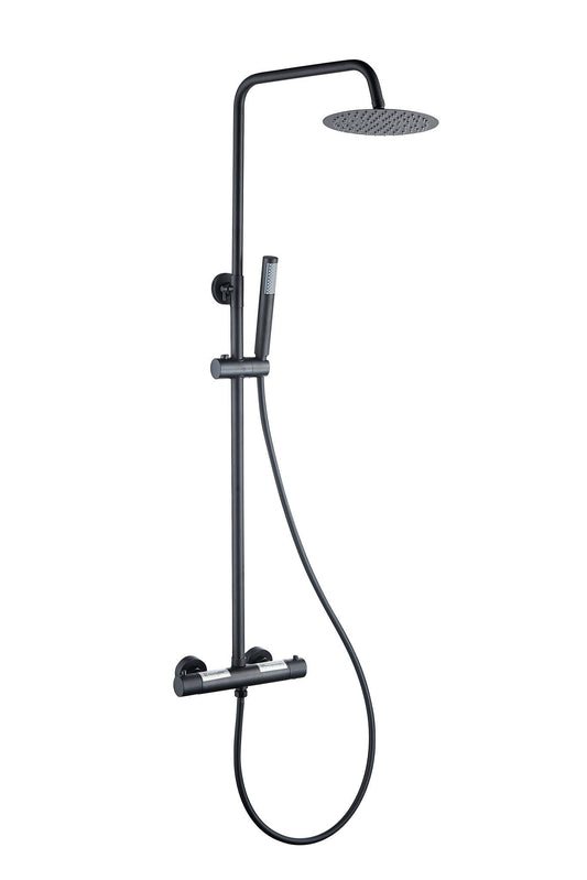 Aufputz-Regendusche 30 cm Kopfbrause thermostatisch Mattschwarz