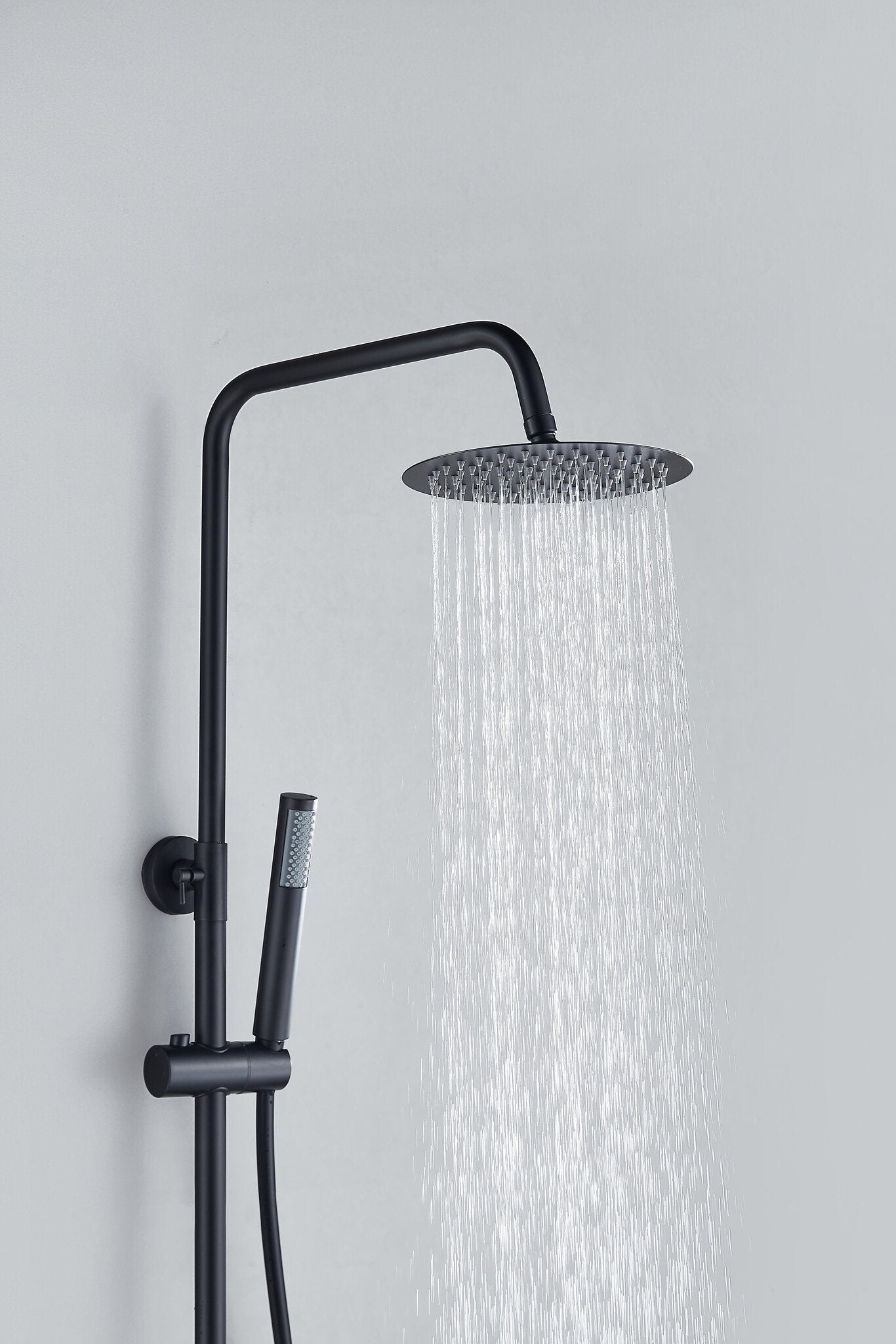 Aufputz-Regendusche 30 cm Kopfbrause thermostatisch Mattschwarz