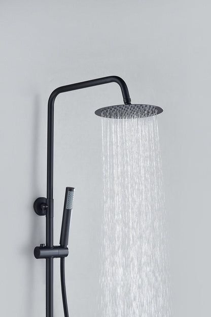 Aufputz-Regendusche 30 cm Kopfbrause thermostatisch Mattschwarz