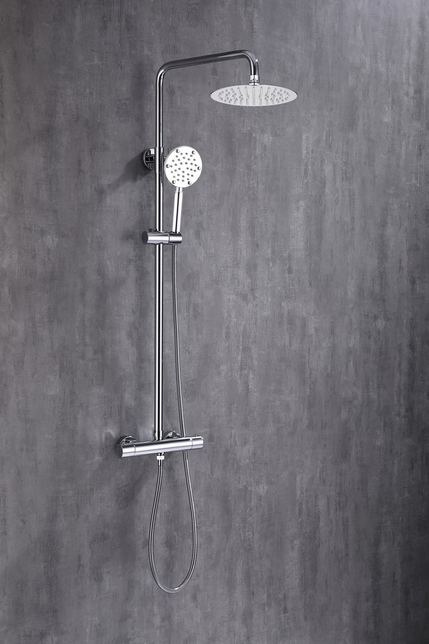 Aufputz-Regendusche 30 cm Kopfbrause thermostatisch Chrom