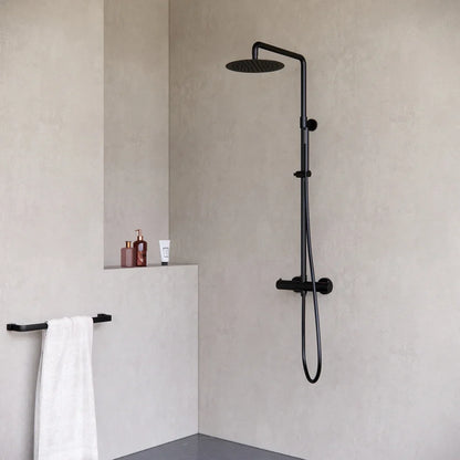 Aufputz-Regendusche 30 cm Kopfbrause thermostatisch Mattschwarz