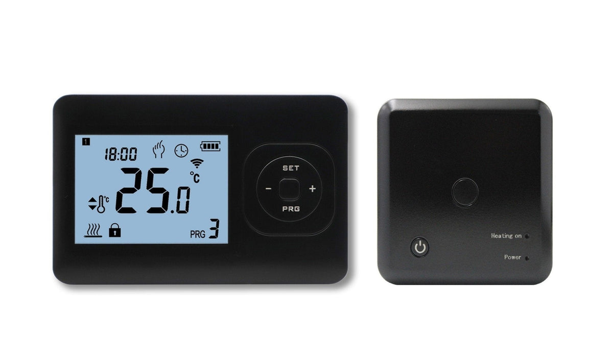 QH Programmierbares Basisthermostat mit Aufputzempfänger, schwarz