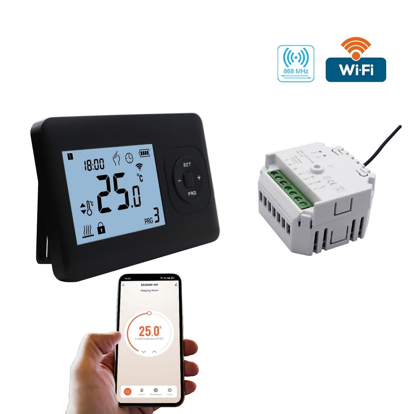 Thermostat QH-Basic WiFi Schwarz, Unterputzempfänger inklusive