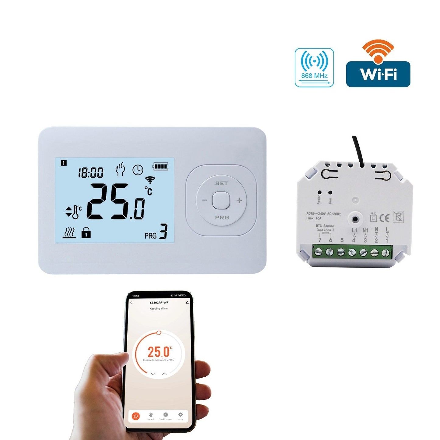 Thermostat QH-Basic WiFi Weiß, Unterputzempfänger inklusive