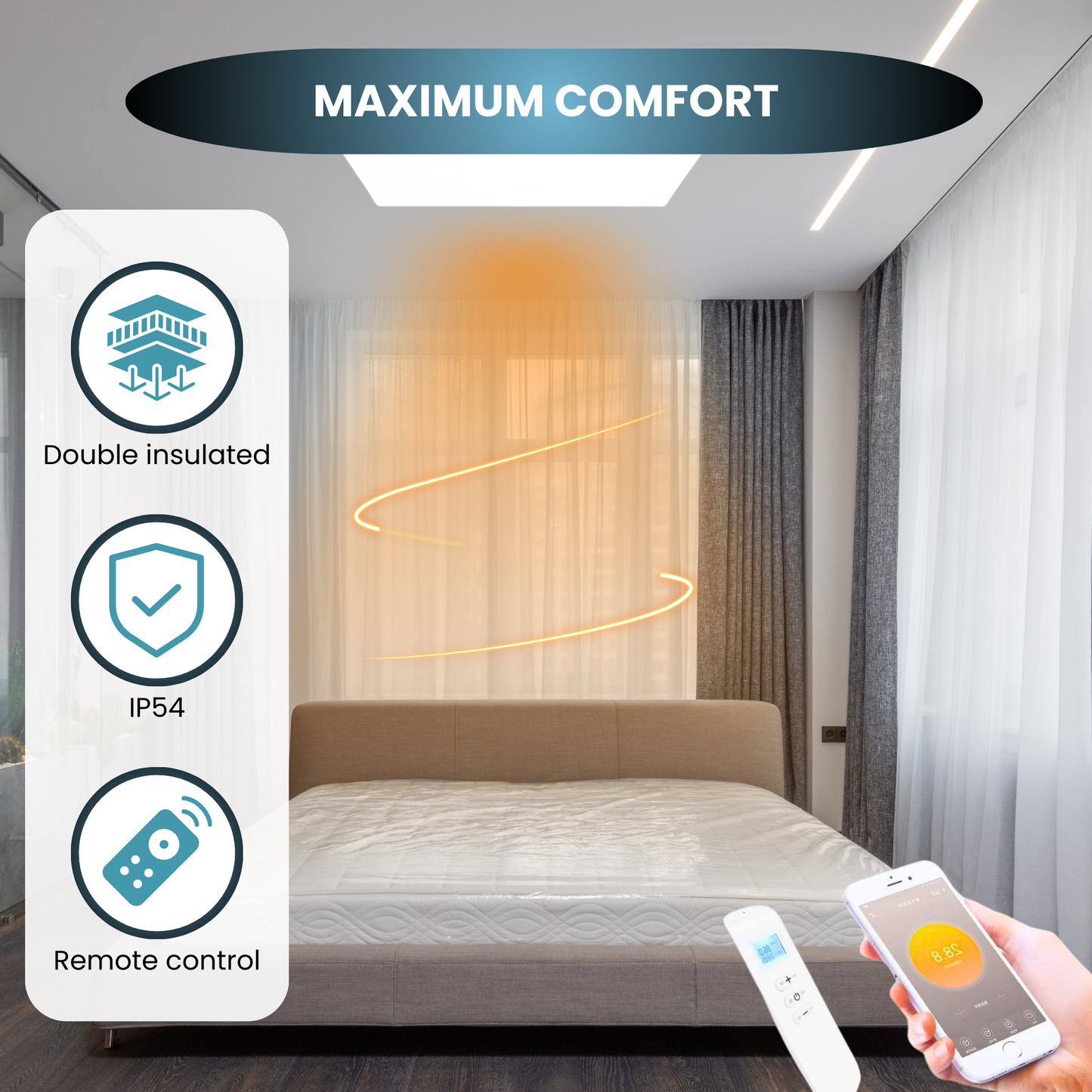 QH-H4 Exclusive-Serie Infrarotpaneel 70 x 120 cm - 1.000 Watt