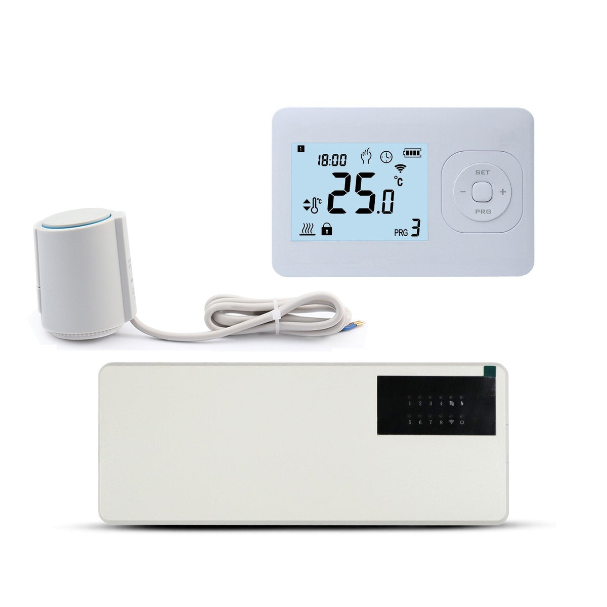 Quality Heating - Serie QH-W - Set - Steuerung der Fußbodenheizungszonen - Kabellose Steuerung - Thermostat