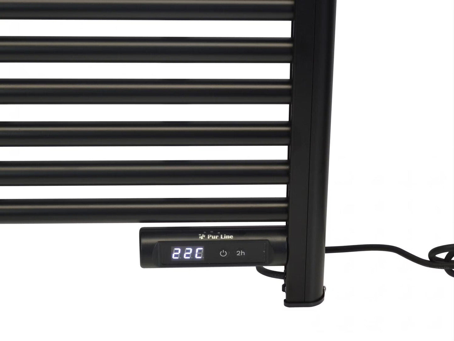 Intelligenter elektrischer Handtuchheizkörper mit Digitalsteuerung Schwarz 425 Watt