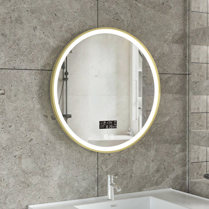 Smart spiegel rond 80cm gouden frame met led verlichting, anti-condens en wifi