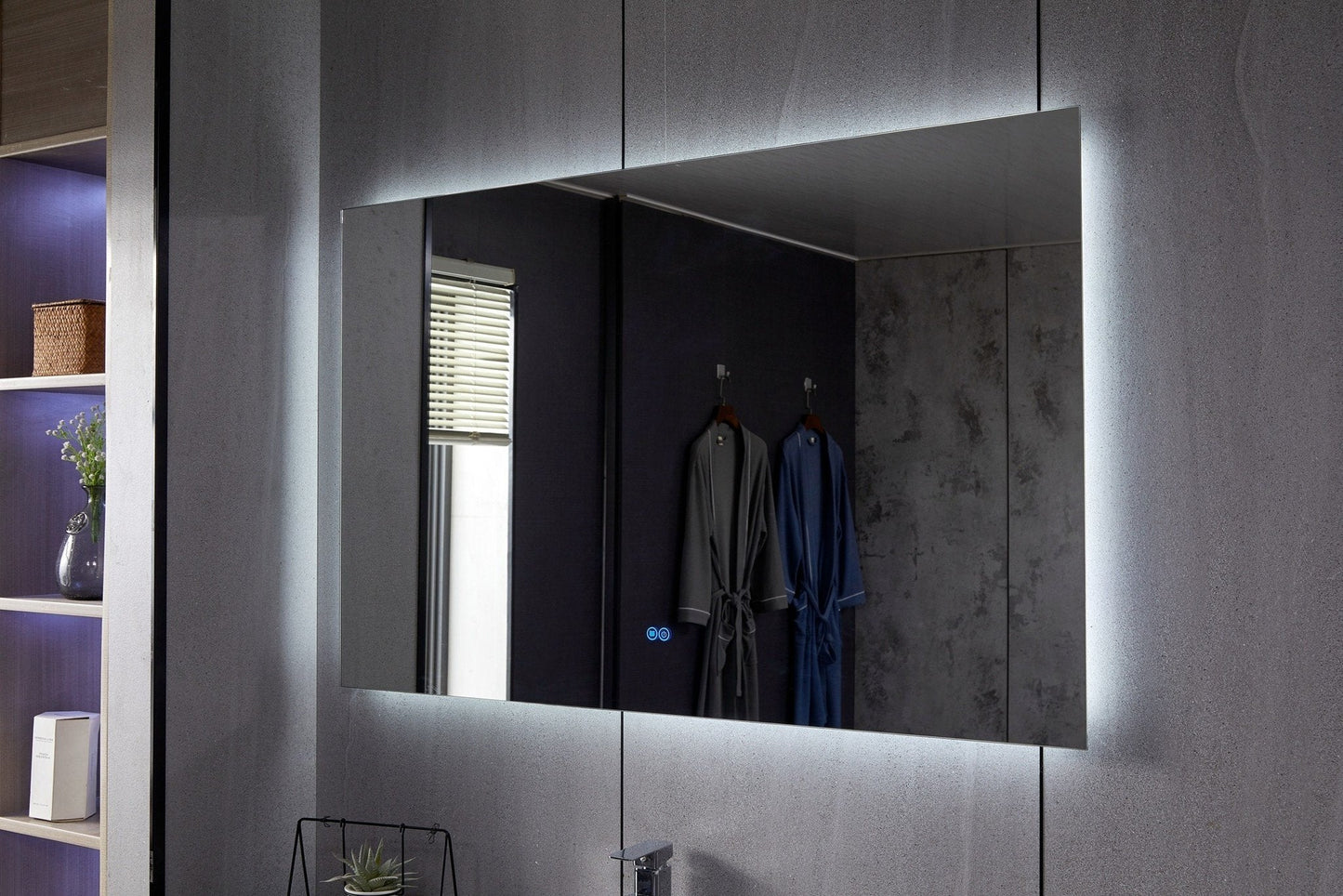 Spiegel ohne Rahmen mit LED, Antibeschlag-Funktion, 60 x 120 cm