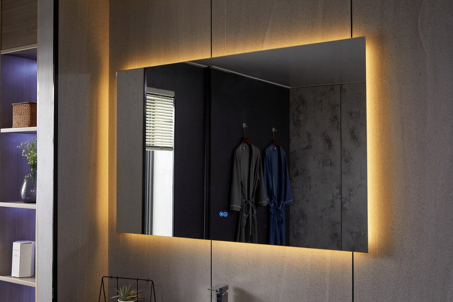 Spiegel ohne Rahmen mit LED, Antibeschlag-Funktion, 60 x 60 cm
