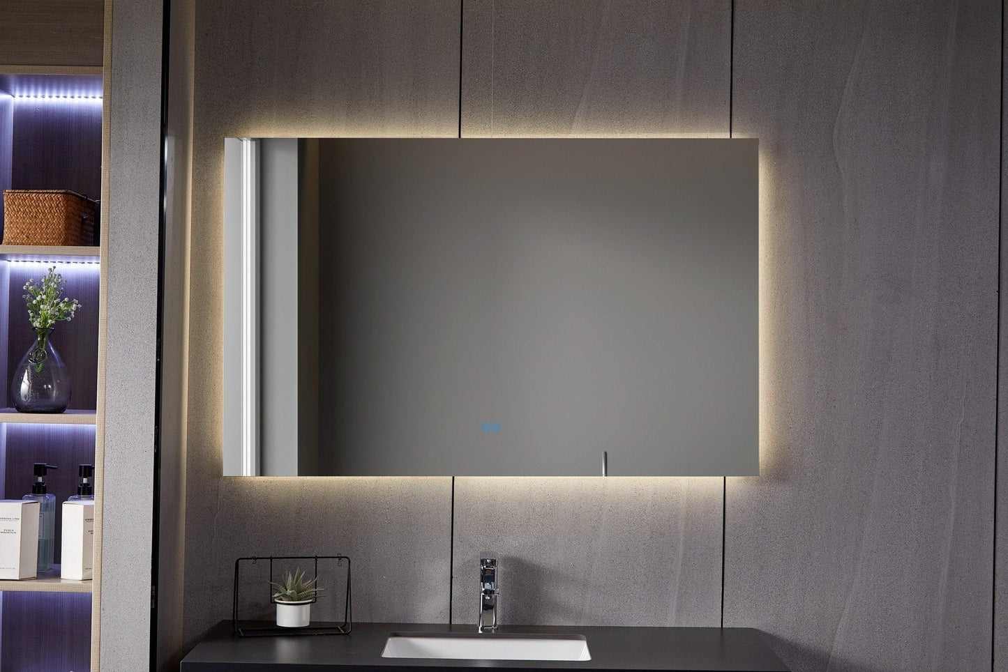Spiegel ohne Rahmen mit LED, Antibeschlag-Funktion, 75 x 120 cm