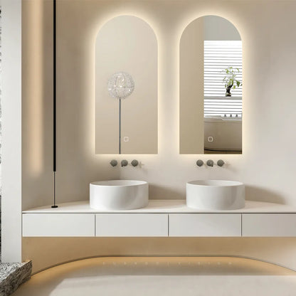 Halbovaler LED-Spiegel 50 x 100 cm