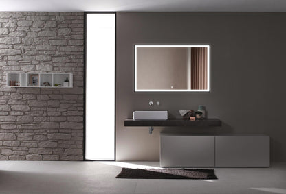 Spiegel mit schwarzem Rahmen, LED, Antibeschlag-Funktion, 75 x 125 cm