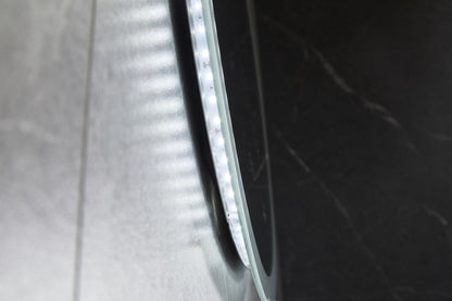 Runder Spiegel 80 cm ohne Rahmen, eingebaute LED-Beleuchtung und Antibeschlag-Funktion