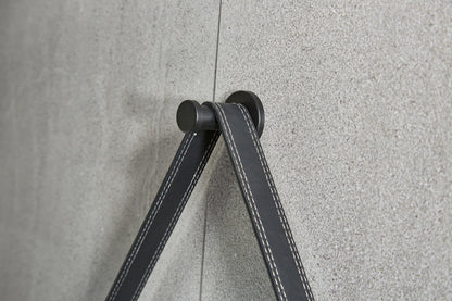 Runder Spiegel 80 cm mit trendigem Riemen, schwarzer Rahmen