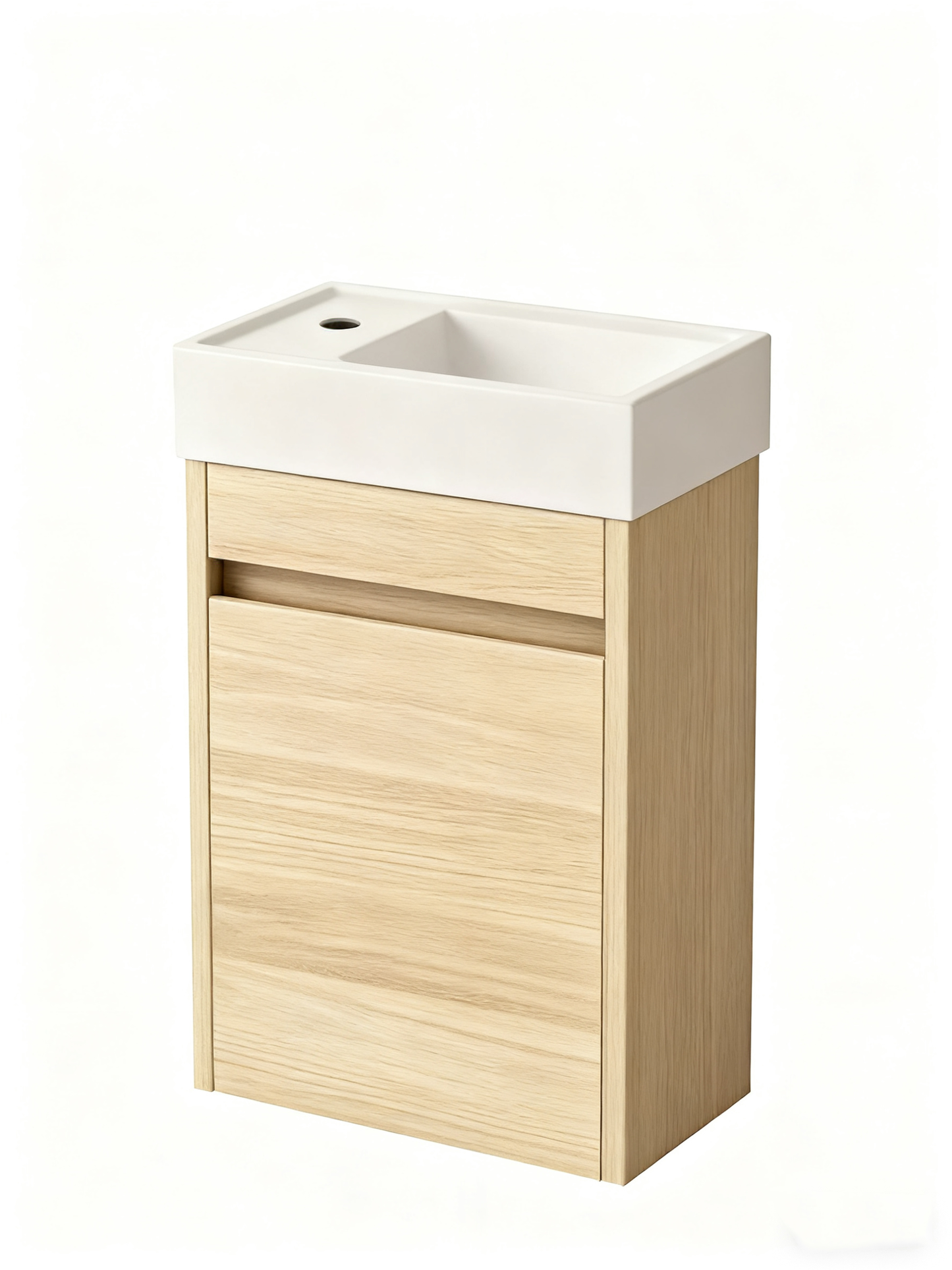 Nurion Waschtischunterschrank Sophie - Waschbecken Glänzend Weiß und Schrank aus weißem Holz - 41 x 22,5 x 65