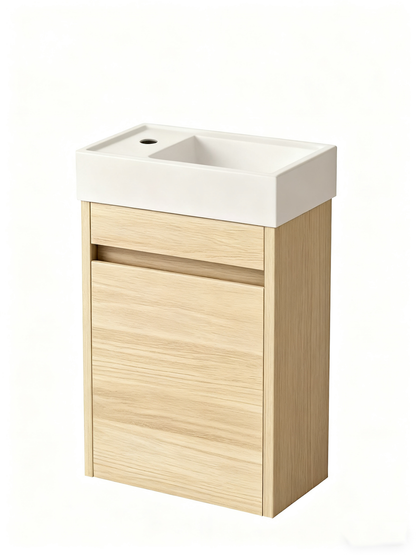Nurion Waschtischunterschrank Sophie - Waschbecken Glänzend Weiß und Schrank aus weißem Holz - 41 x 22,5 x 65
