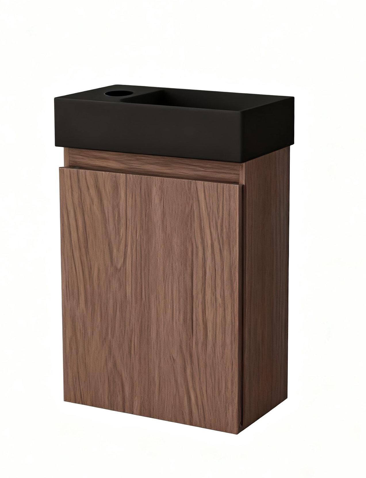 Nurion Waschtischunterschrank Jule - Waschbecken Mattschwarz und Schrank aus Eichenholz - 41 x 22,5 x 65 cm