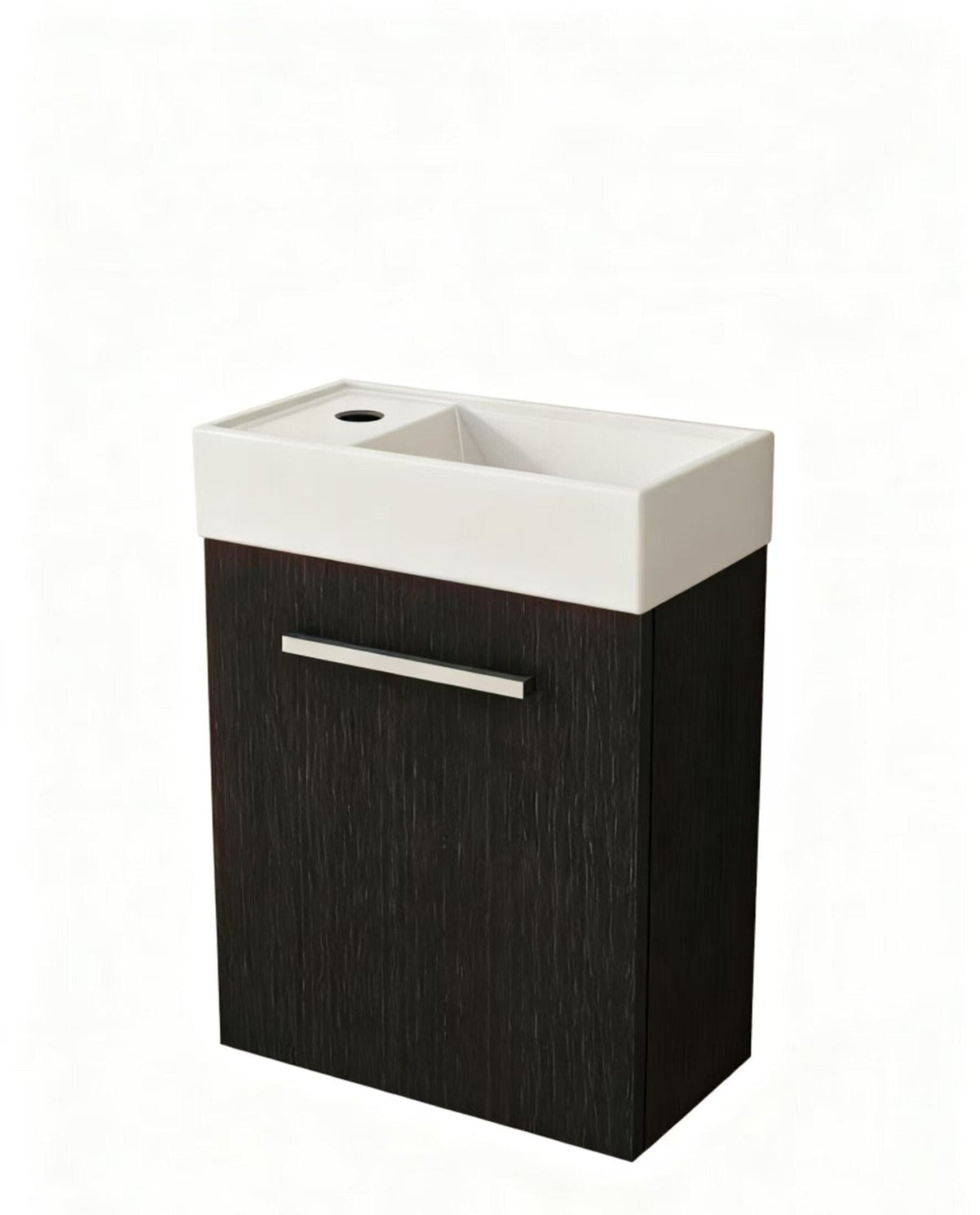 Nurion Waschtischunterschrank Max - Waschbecken Glänzend Weiß und Schrank aus schwarzem Holz - 45 x 25 x 72 cm